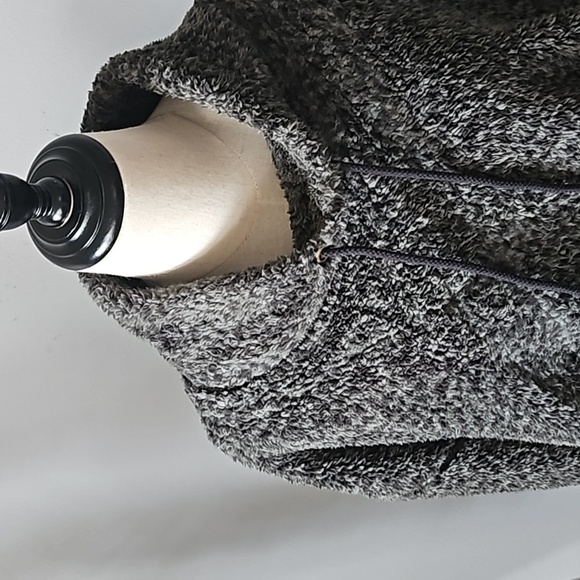 Maurices Green and Black Leopard Print Cowl Neck Sherpa Pullover - Picture 5 of 14